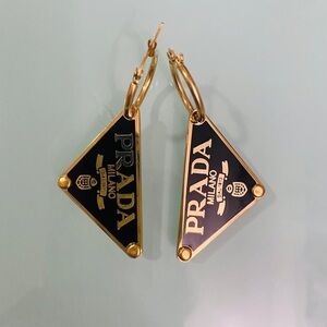 Prada logo triangle earrings